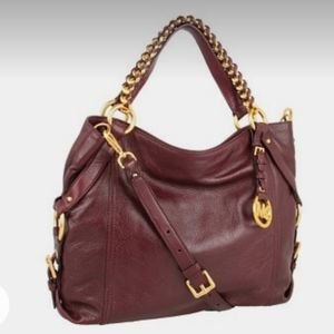 MICHAEL MICHAEL KORS || Tristan Leather Bordeaux Hobo Bag.